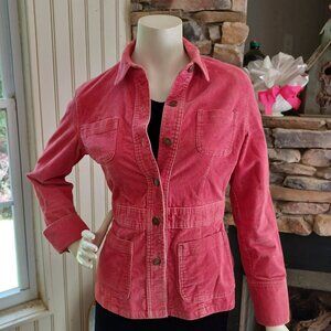 Vtg 90s Y2k Pink Faded Cargo Corduroy Utility Jacket Size Small